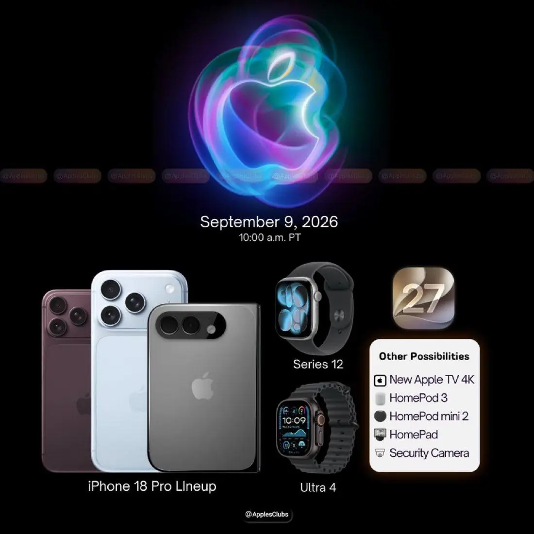 Інсайдер назвав дату презентації Apple з iPhone Ultra і новою лінійкою iPhone 18 Pro